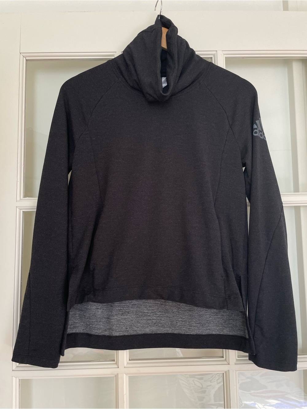 Adidas long sleeve turtleneck athletic top black grey women's small S